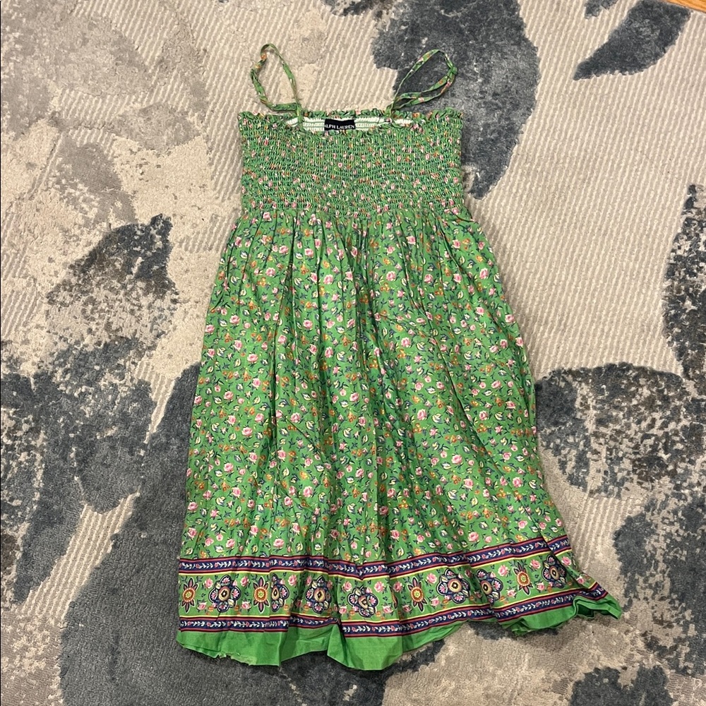 Ralph Lauren Green Floral Kids Dress